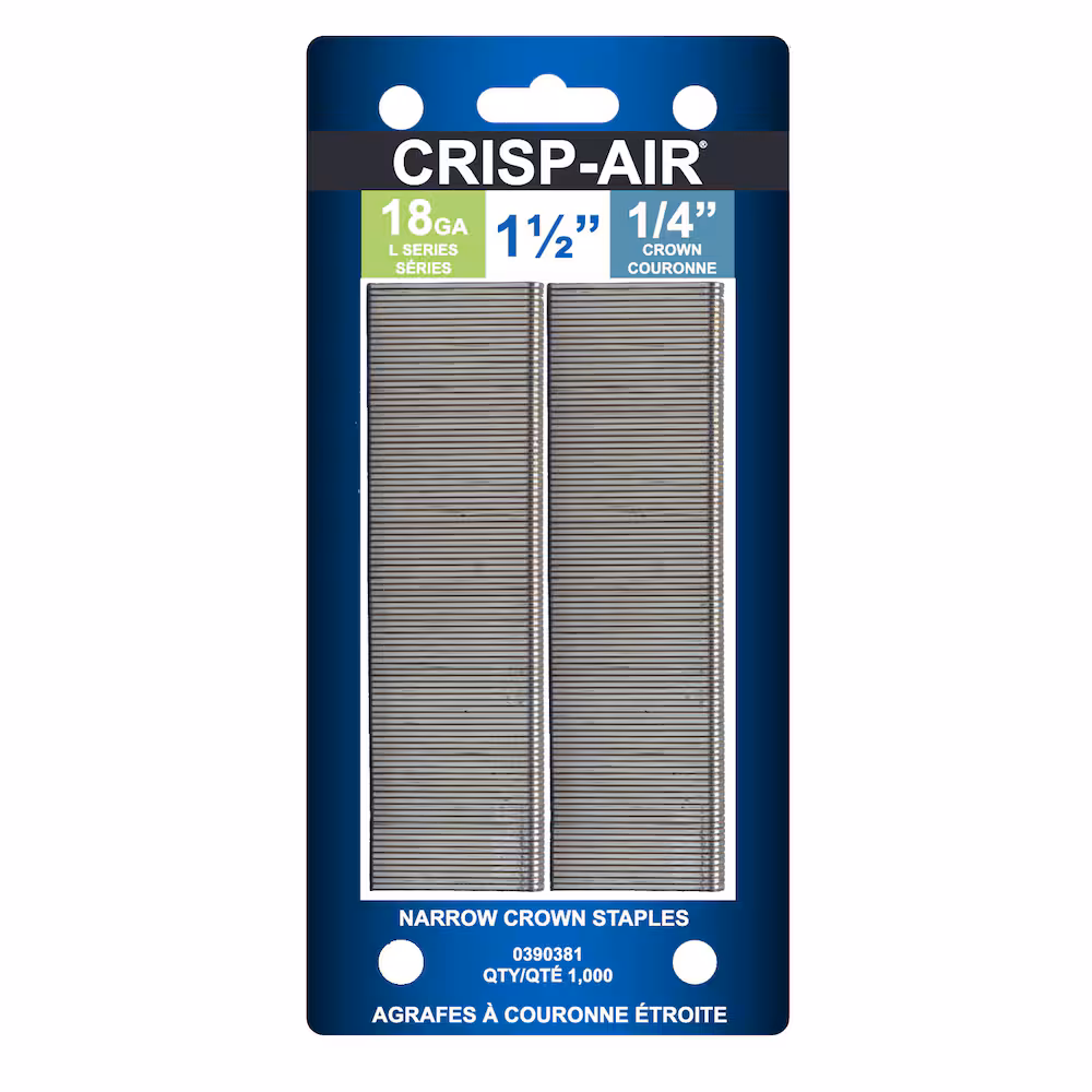 0390381 1 1/2" X 1000 Narrow
Crown staple 18 gauge - Ritchie's Building & Flooring Centre