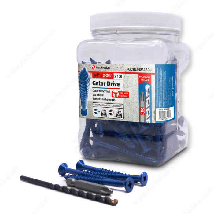 Gator Drive 1/4" x 2-3/4"
Concrete Screw FQCBL14234BDJ - Ritchie's Building & Flooring Centre