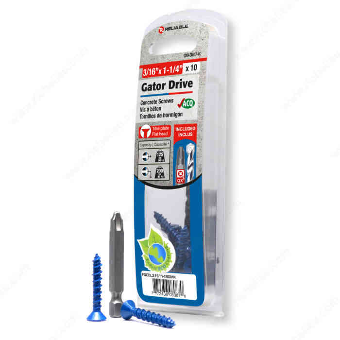 Gator Drive 3/16x1-1/4"
Concrete Screw FQCBL316114BDMK - Ritchie's Building & Flooring Centre