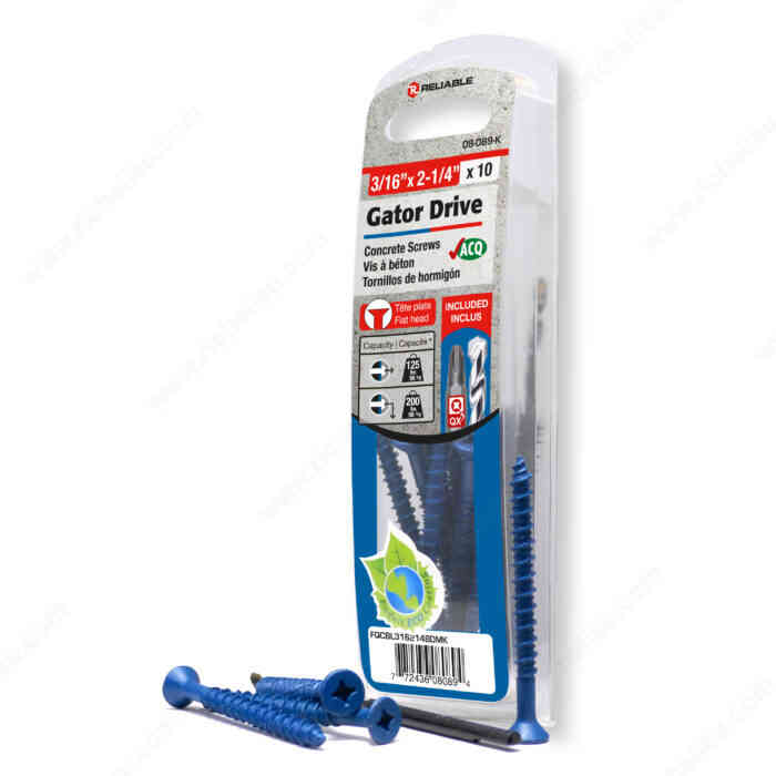 Gator Drive 3/16"x2-1/4"
Concrete Screw FQCBL316214BDMK - Ritchie's Building & Flooring Centre