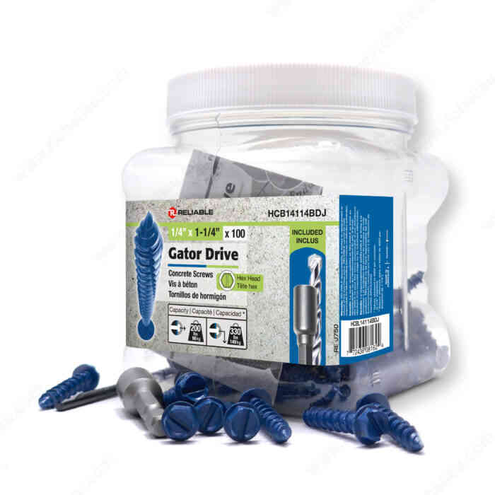 Gator Drive 1/4" x 1-1/4"
Concrete Screw HCBL14114BDJ - Ritchie's Building & Flooring Centre