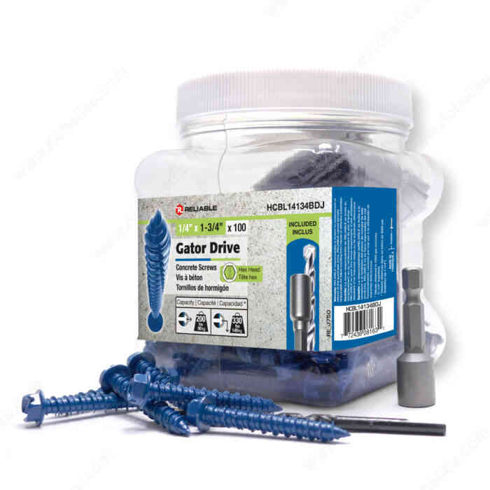 Gator Drive 1/4" x 1-3/4"
Concrete Screw HCBL14134BDJ - Ritchie's Building & Flooring Centre