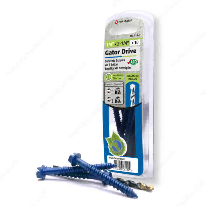 Gator Drive 1/4"x2-1/4" Concrete
Screw HCBL14214DMK - Ritchie's Building & Flooring Centre
