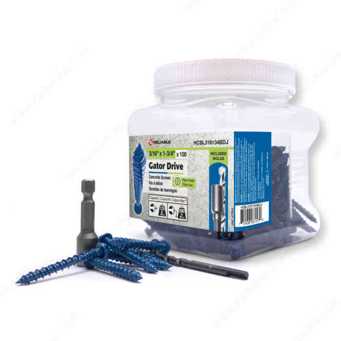 Gator Drive 3/16" x 1-3/4"x100pc
Concrete Screw HCBL316134BDJ - Ritchie's Building & Flooring Centre