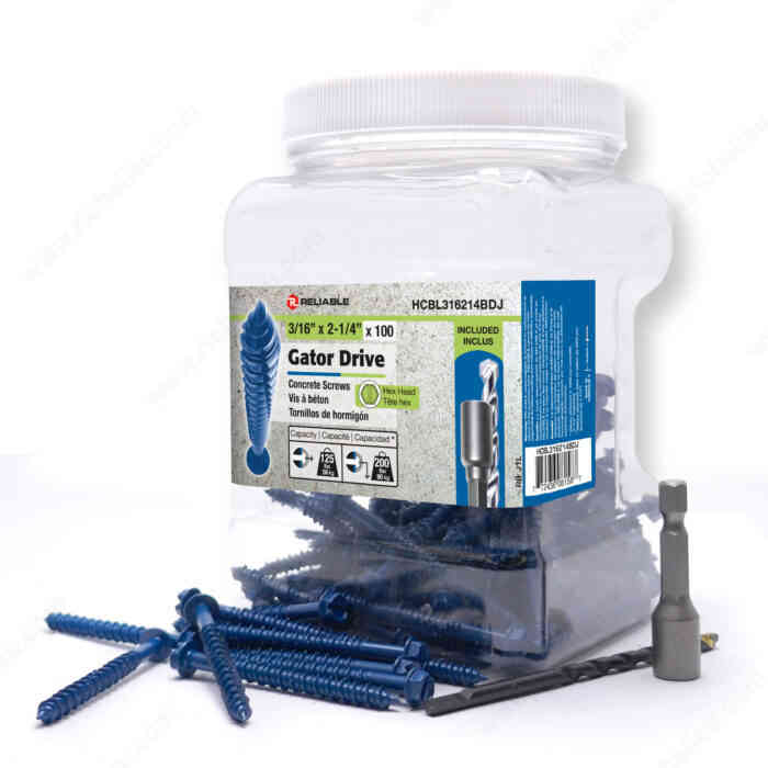 Gator Drive 3/16" x 2-1/4"
Concrete Screw HCBL316214BDJ - Ritchie's Building & Flooring Centre
