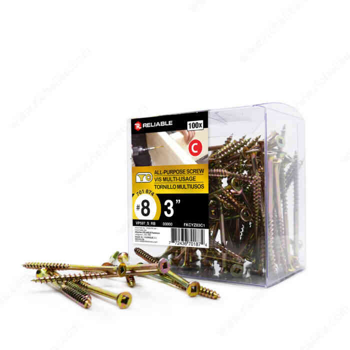 3" Yellow Zinc Screw (100pk)
FKCYZ83C1 - Ritchie's Building & Flooring Centre