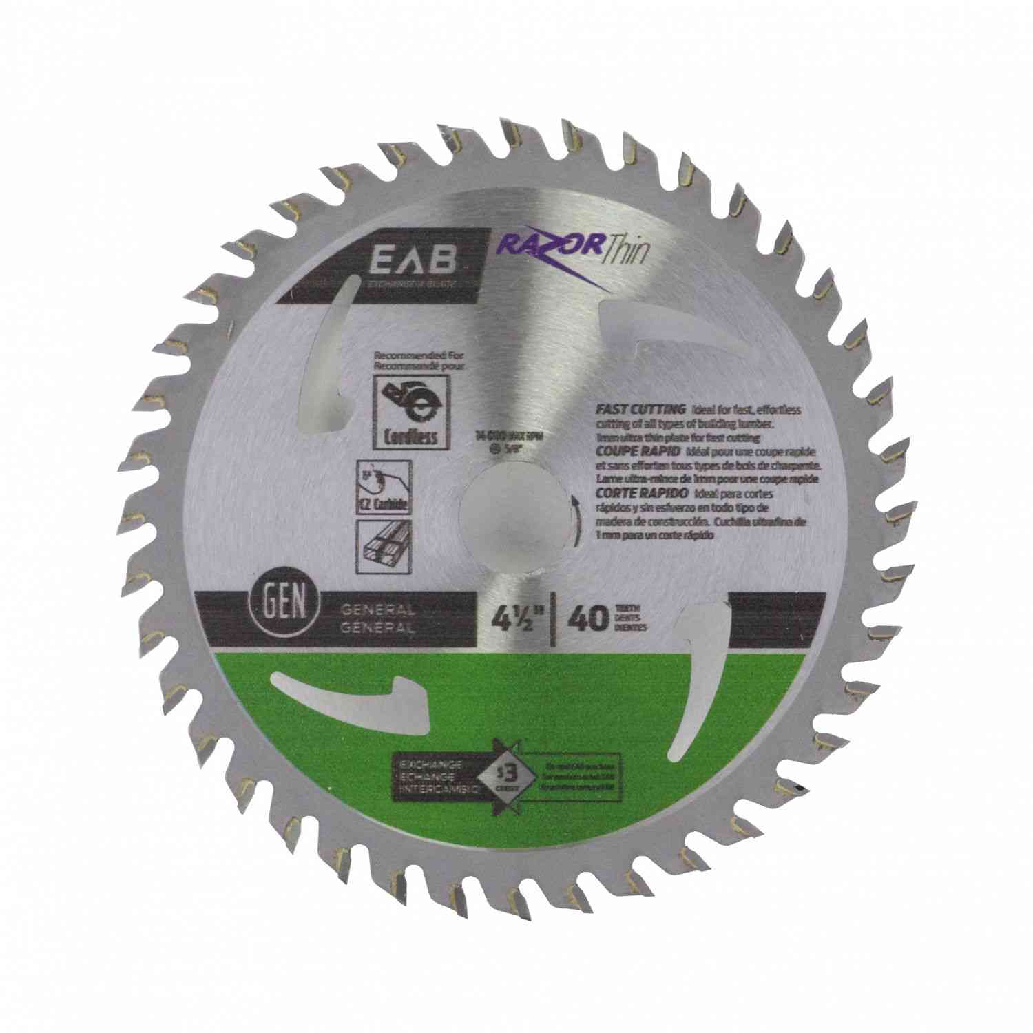 EAB Thin Finish Blade 4-1/2"x40T
 1011832 - Ritchie's Building & Flooring Centre