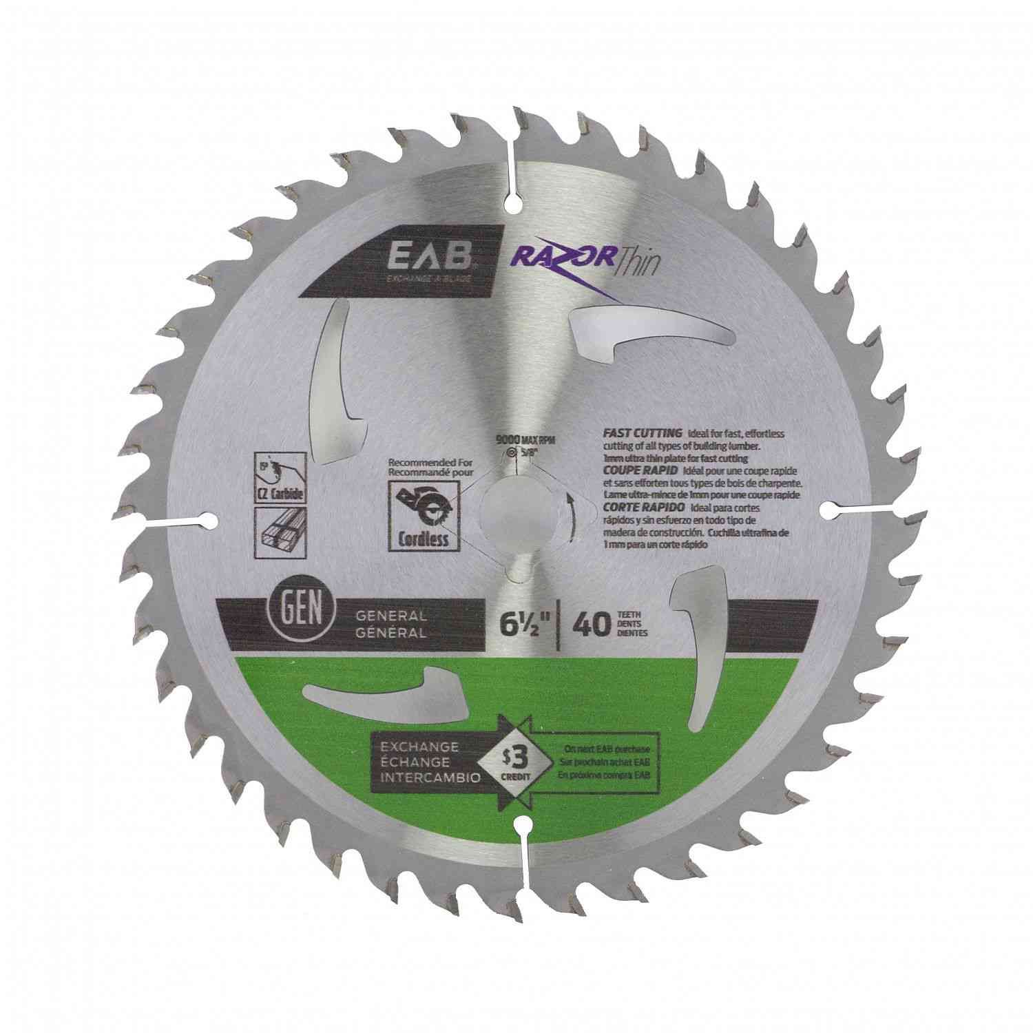 EAB Thin Finish Blade 6-1/2"x40T
1011882 - Ritchie's Building & Flooring Centre