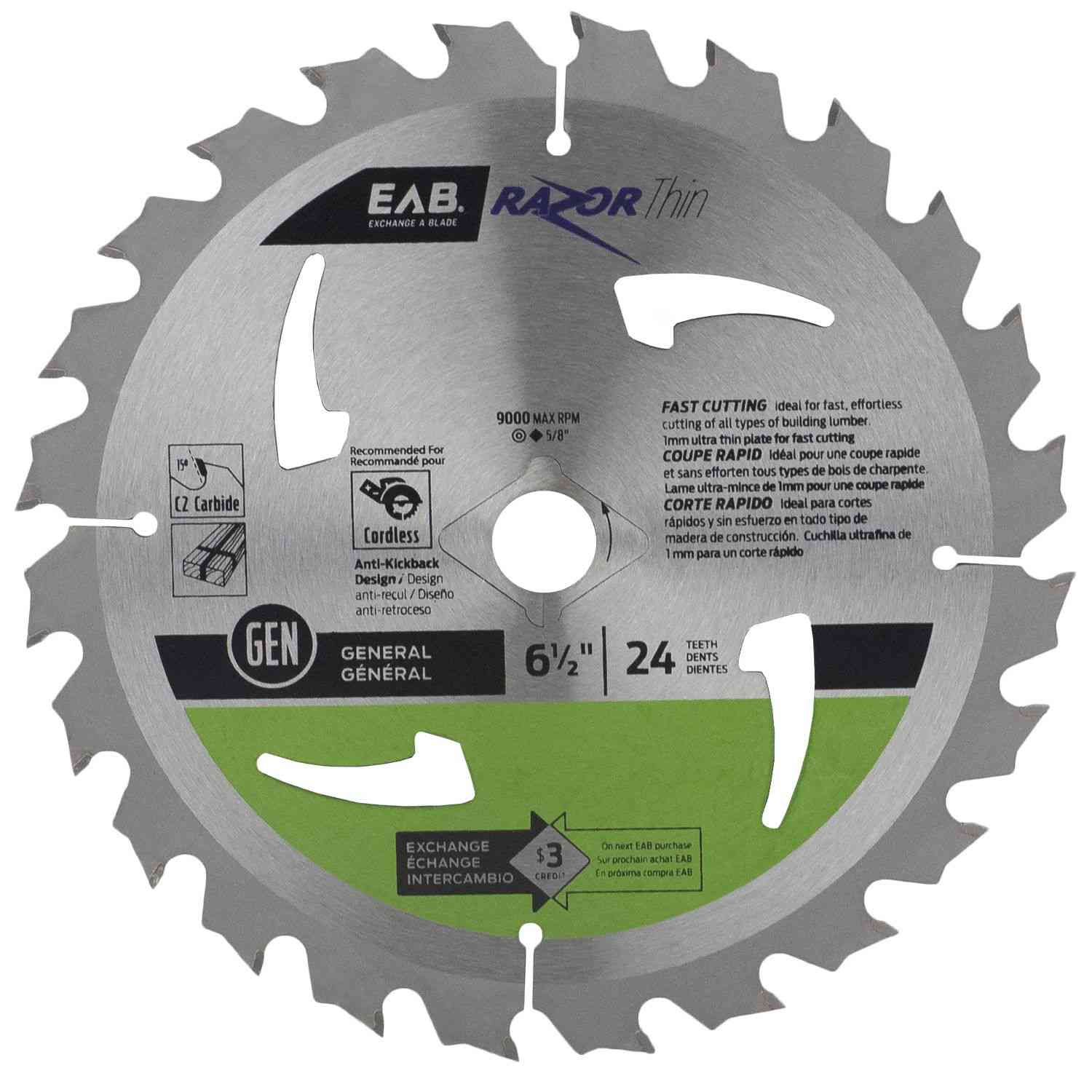 EAB Thin Framing Blade 6-1/2"
1011962 24T - Ritchie's Building & Flooring Centre