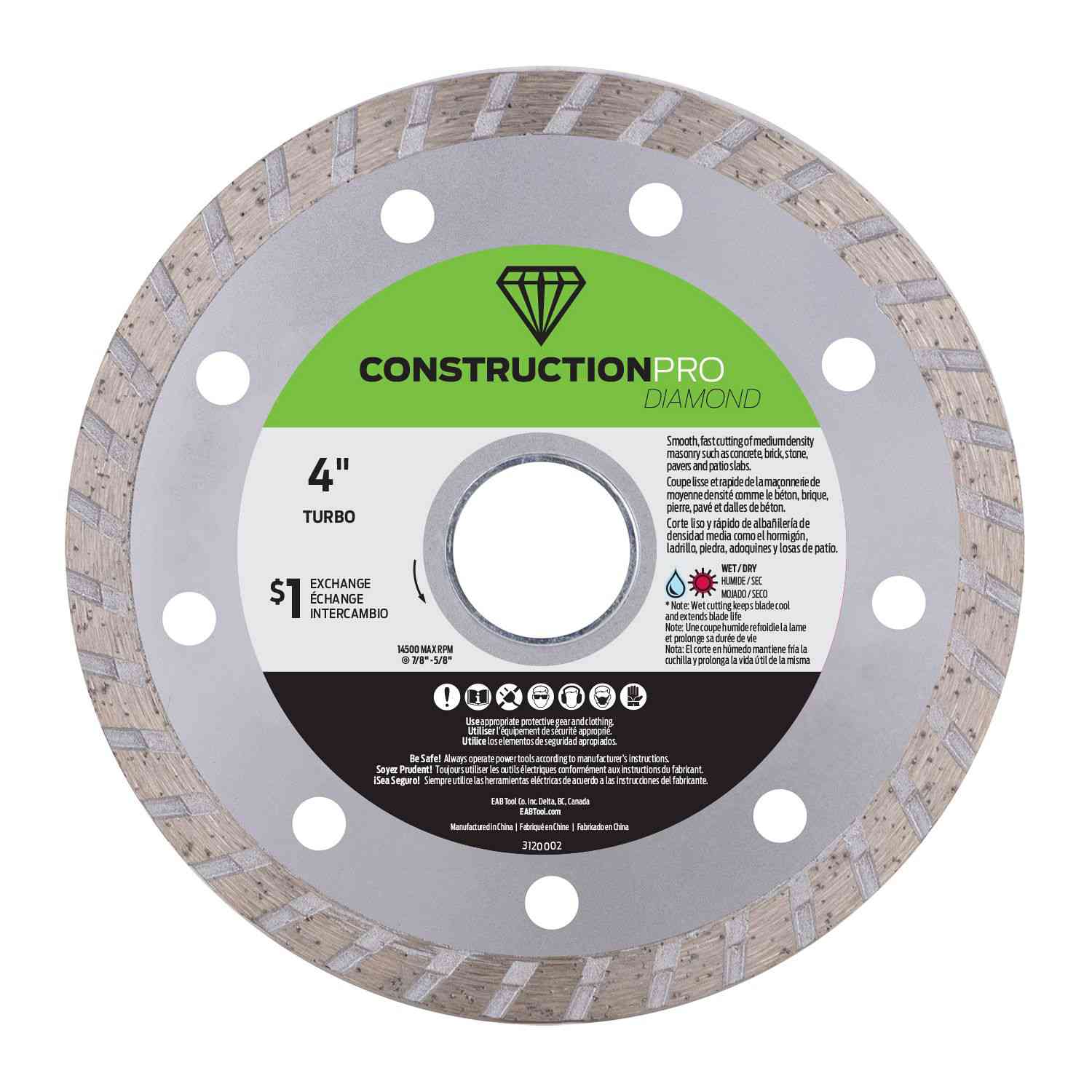 EAB 4" Diamond Blade Ceramic
Tile 3120002 - Ritchie's Building & Flooring Centre