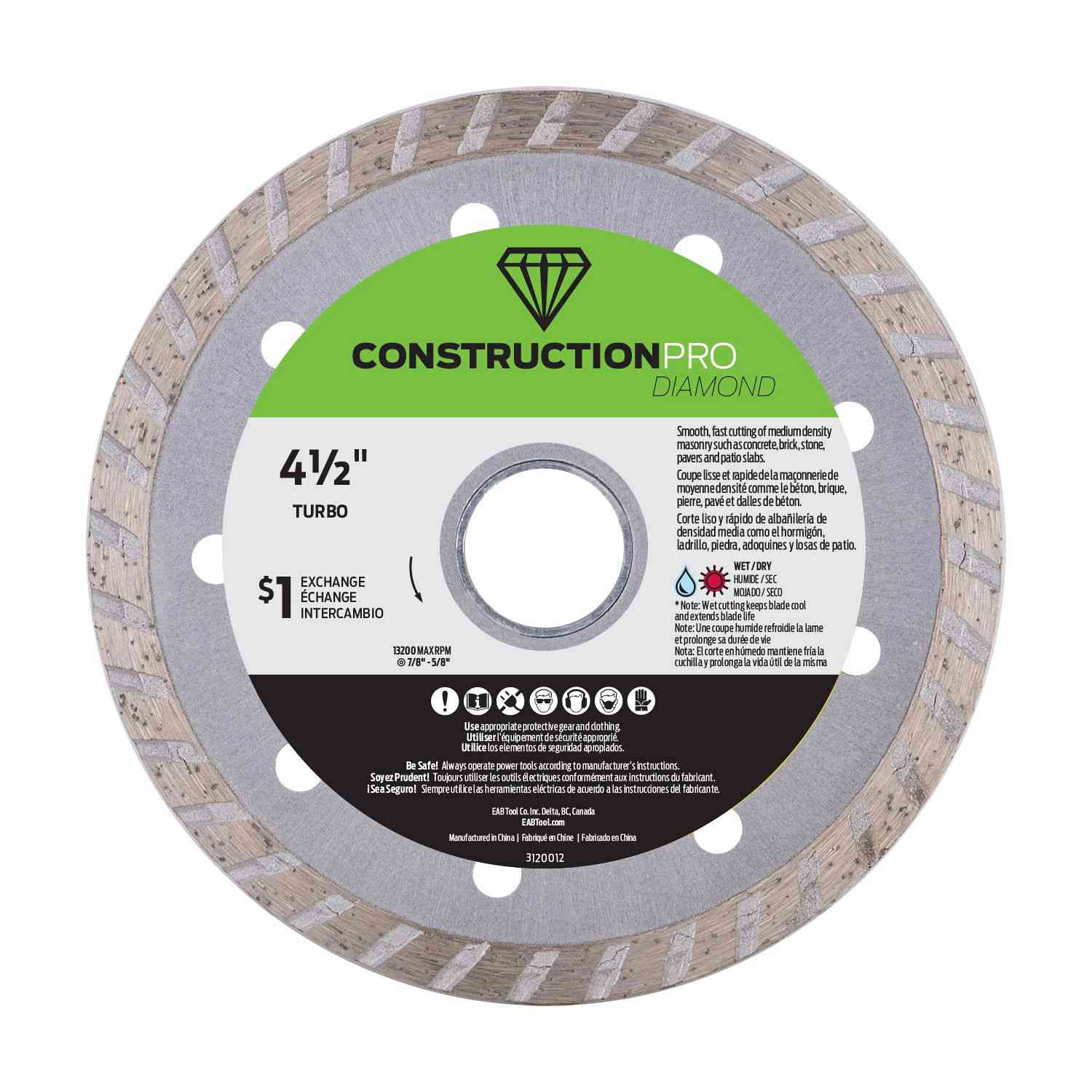 EAB 4-1/2" Diamond Blade Ceramic
Tile 3120012 - Ritchie's Building & Flooring Centre