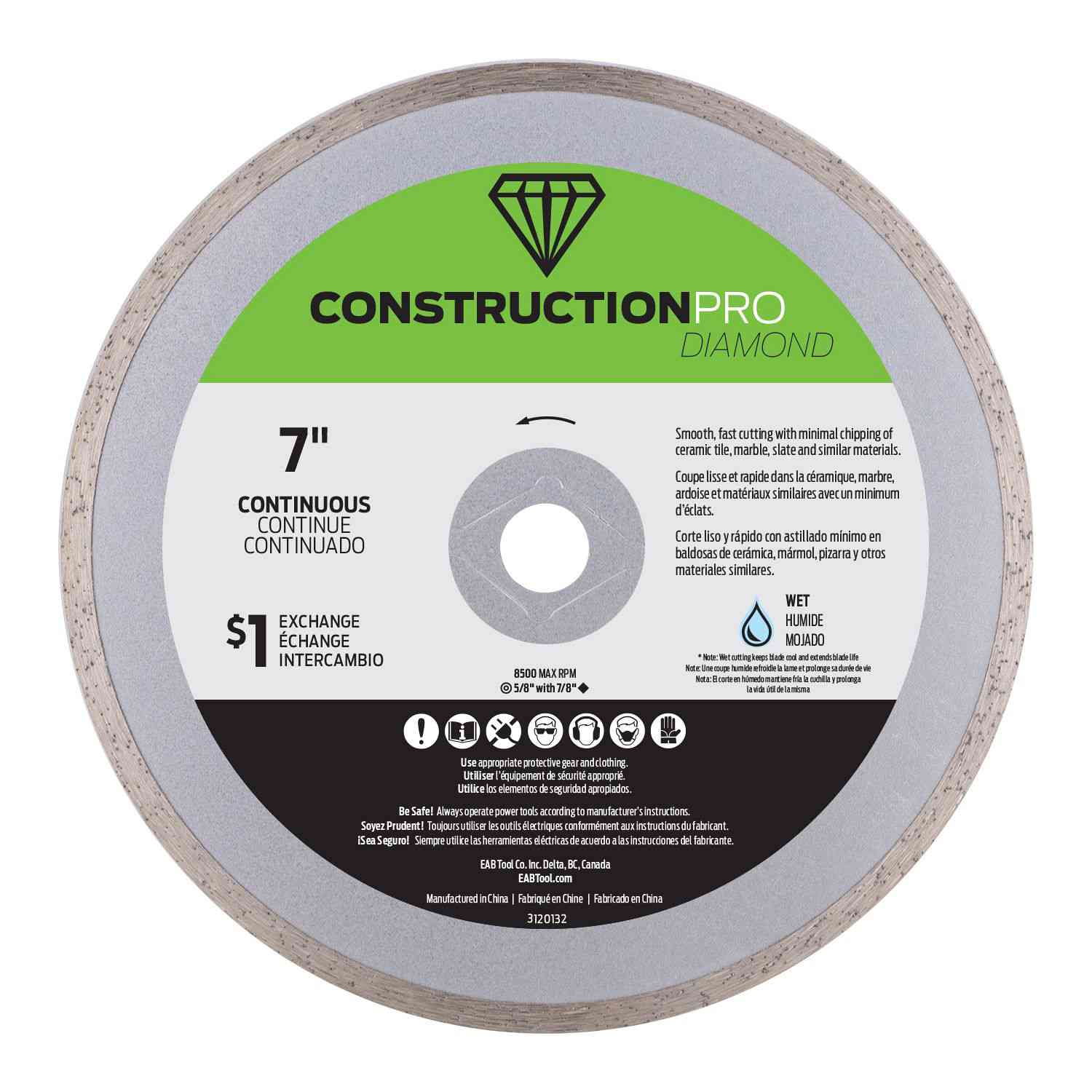 EAB 7" Diamond Blade Continuous
Ceramic Tile 3120132 - Ritchie's Building & Flooring Centre