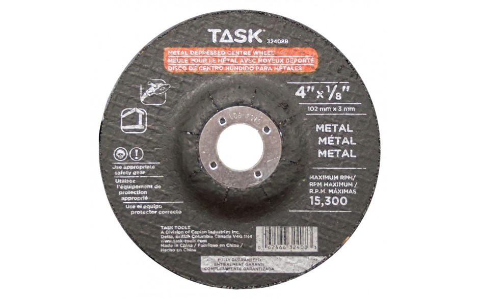 TASK 32408B 4"x1/8" Metal
Depressed
Center Wheel - Ritchie's Building & Flooring Centre