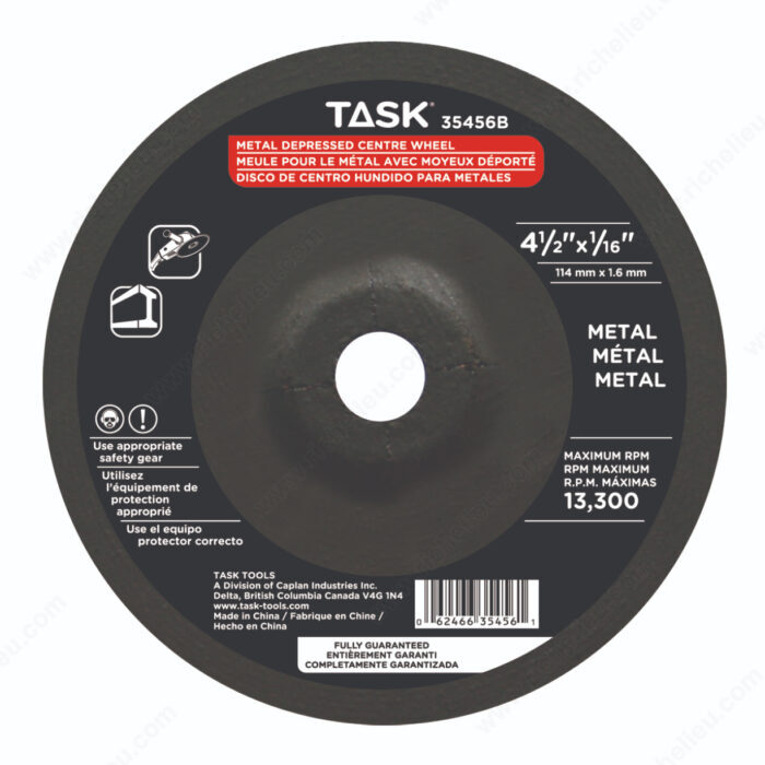 TASK 35456B 4-1/2"x1/16" Metal
Depressed Center Wheel - Ritchie's Building & Flooring Centre
