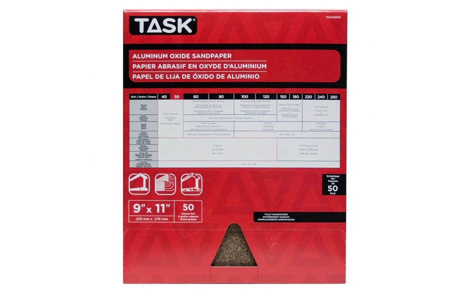 TASK 9" x 11" 50 Grit Aluminum
Oxide Sandpaper PAO15050 - Ritchie's Building & Flooring Centre