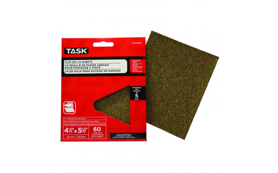 POX55060 TASK 60 Grit Clip-On
1/4" Sheets 4 1/2"X5 1/2" - Ritchie's Building & Flooring Centre