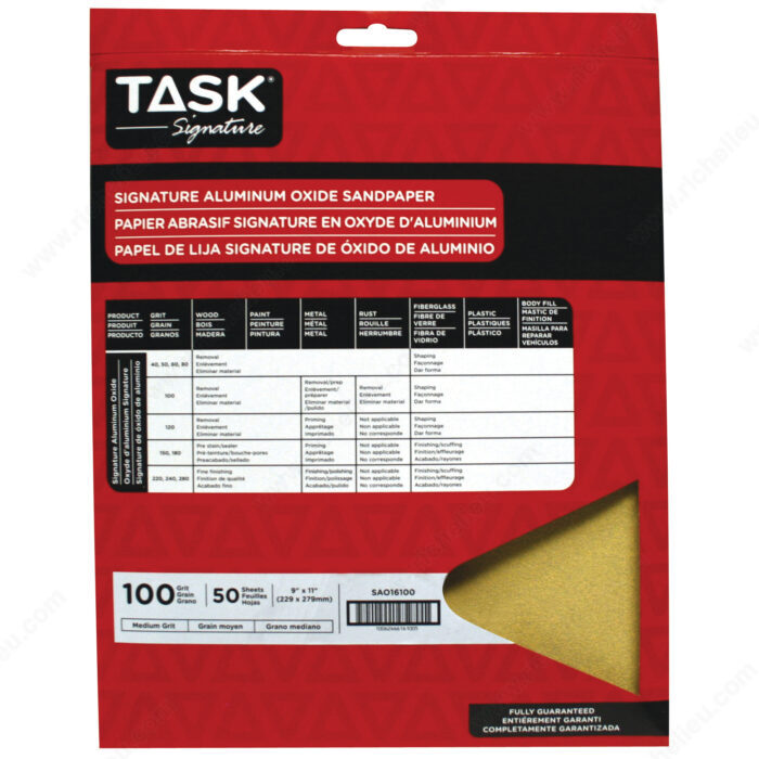 TASK 9" x 11" 100 Grit Aluminum
Oxide Sandpaper SAO16100 - Ritchie's Building & Flooring Centre