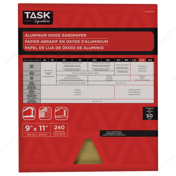 TASK 9" x 11" 240 Grit Aluminum
Oxide Sandpaper SA016240 - Ritchie's Building & Flooring Centre
