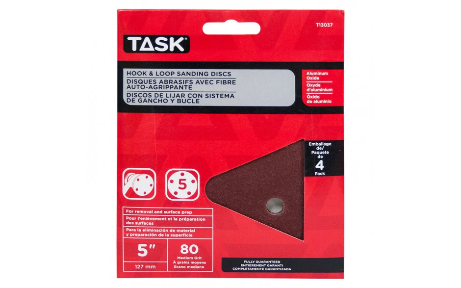 T13037 TASK 80 Grit 5" Hook &
Loop
5-Hole Sanding Discs - Ritchie's Building & Flooring Centre