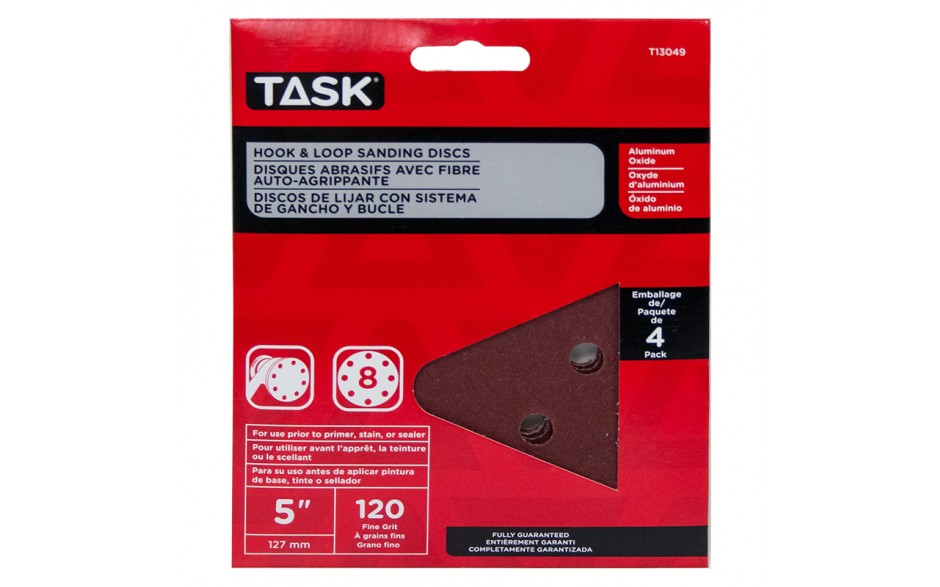 T13049 TASK 120 Grit 5" Hook &
Loop 8 hole sanding disc - Ritchie's Building & Flooring Centre