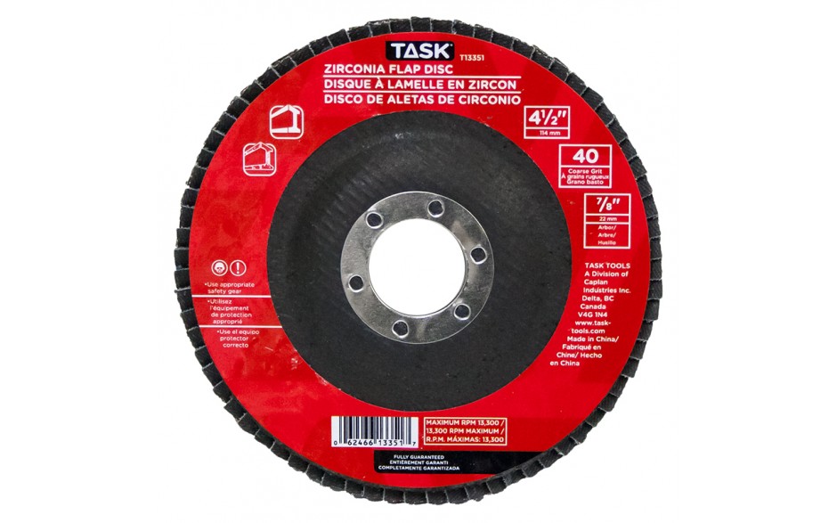 TASK T13351 4-1/2" 40 Grit
Zirconia
Flap Disc - Ritchie's Building & Flooring Centre