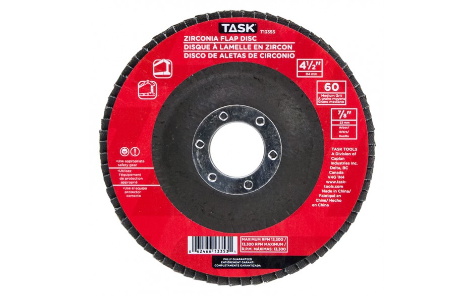 TASK T13353 4-1/2" 60 Grit
Zirconia
Flap Disc - Ritchie's Building & Flooring Centre