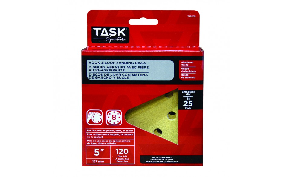 T15031 TASK 120 Grit 25 pk. 5"
Hook & Loop sanding disc - Ritchie's Building & Flooring Centre