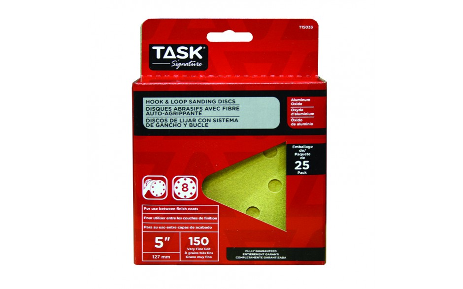 T15033 TASK 150 Grit 25 pk. 5"
Hook & Loop sanding discs - Ritchie's Building & Flooring Centre
