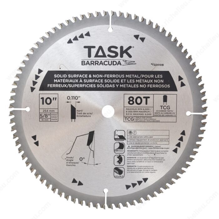 TASK T22410B 10" 80T Solid
Surface Blade - Ritchie's Building & Flooring Centre