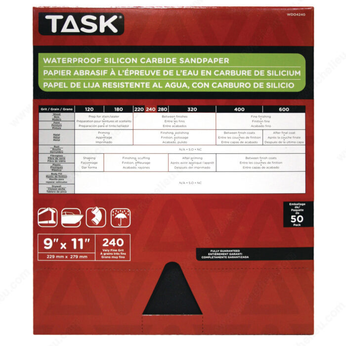 TASK 9" x 11" Waterproof Carbide
Sandpaper WDO4240 - Ritchie's Building & Flooring Centre