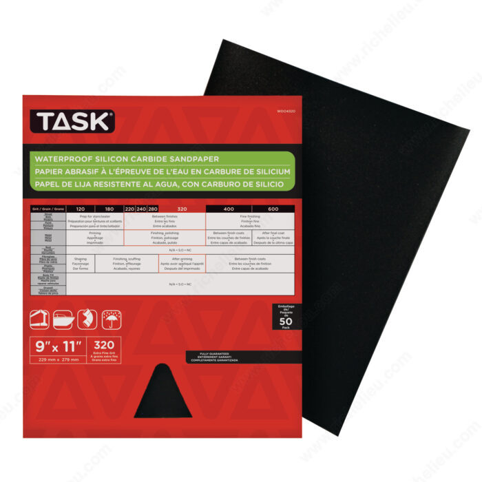 TASK 9" x 11" 320 Grit
Waterproof Oxide Sandpaper
WDO4320 - Ritchie's Building & Flooring Centre