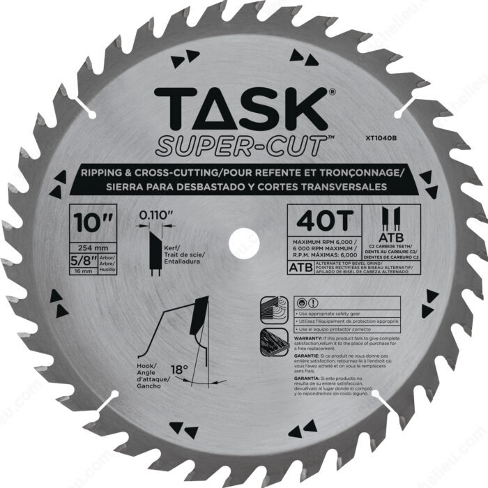 TASK XT1040B 10" 40T Ripping
Blade - Ritchie's Building & Flooring Centre