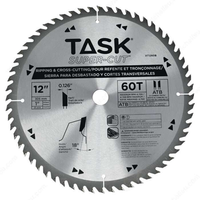TASK 12" 60T Ripping Blade XT1260B - Ritchie's Building & Flooring Centre