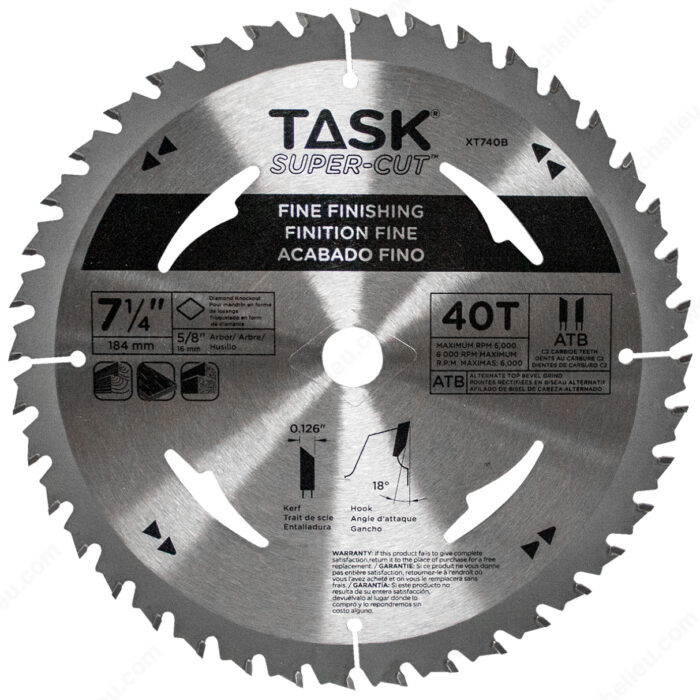 TASK XT740B 7-1/4" 40T Finishing
Blade - Ritchie's Building & Flooring Centre